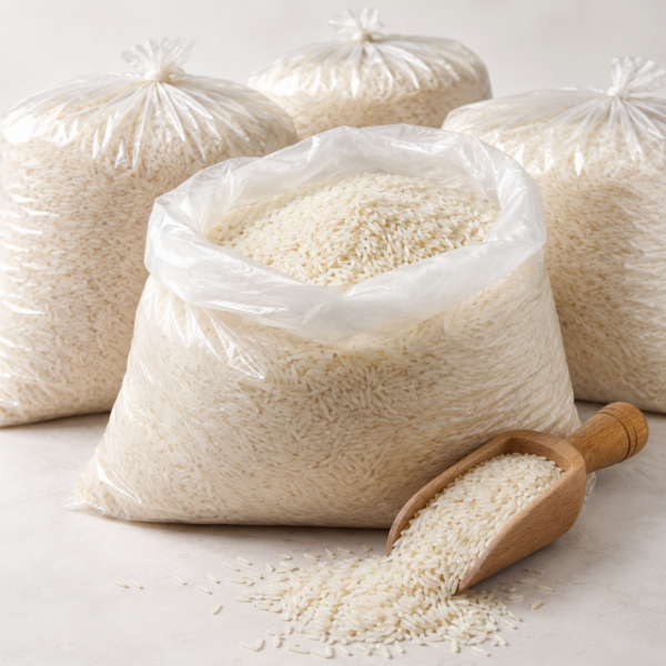 Bulk Long-Grain Rice with Wooden Scoop