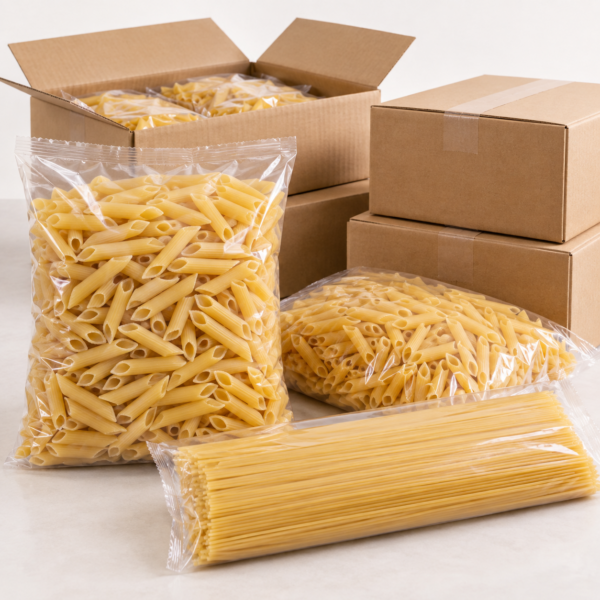 Bulk pasta cases for institutional and commercial supply